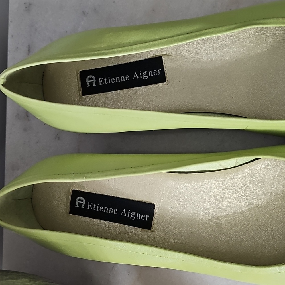Etienne Aigner Lime Green Floral Ballet Flats - Picture 3 of 6